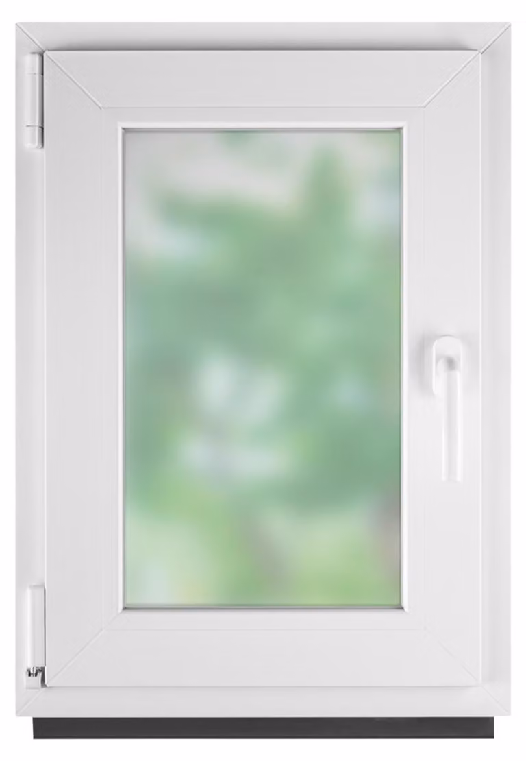 BauPlaza Badkamerraam Kunststof Wit met Melkglas en Dubbel Glas, BxH: 70 x 95 cm, Links volgens DIN-norm, Draai- en kiepfunctie