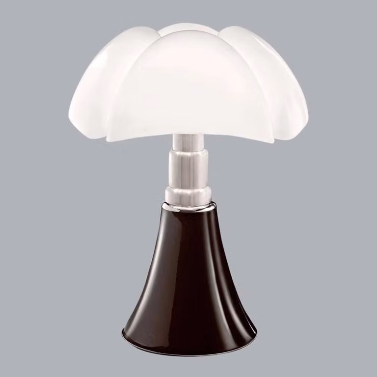 Martinelli Luce Minipipistrello design tafellamp, dimbaar, bruin/wit, roestvrij staal en metaal