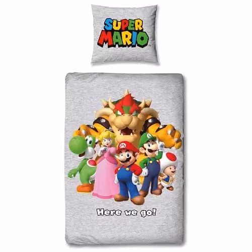 Nintendo Super Mario Beddengoed Mario Luigi & Friends 100% Katoen - 135x200 cm + 80x80 cm