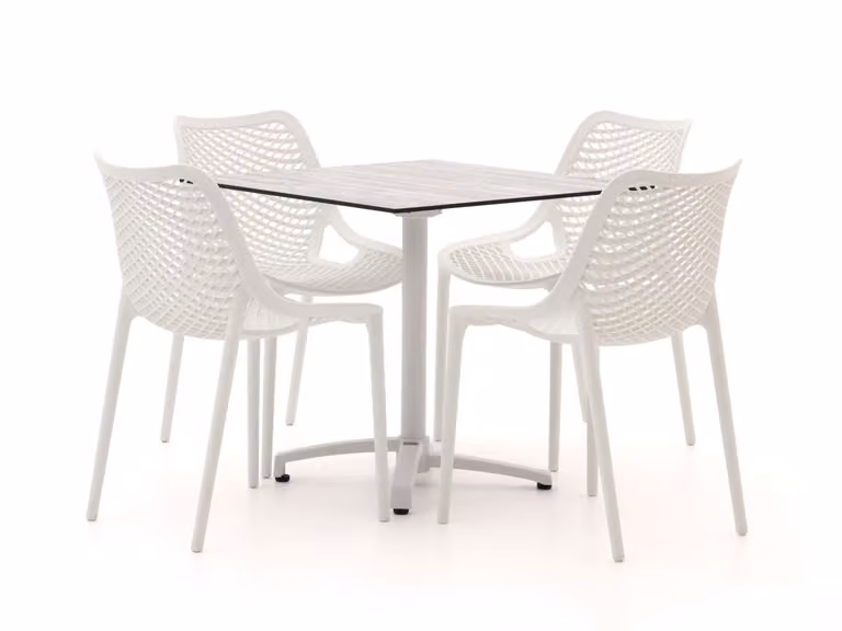 Forza Furniture Diningset Forza voor 4 personen, Grijs/Wit, Modern en Stapelbaar