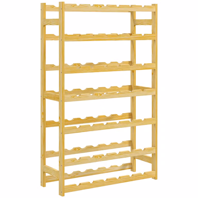 HOMCOM Wijnrek met 7 niveaus voor 42 flessen, grenenhout, naturel, H x B x D: 102 x 63 x 25 cm