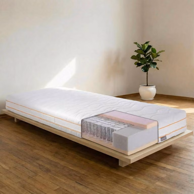 home24 Micro-pocketveringmatras met geweven stof wit B/D: 140 x 200 cm