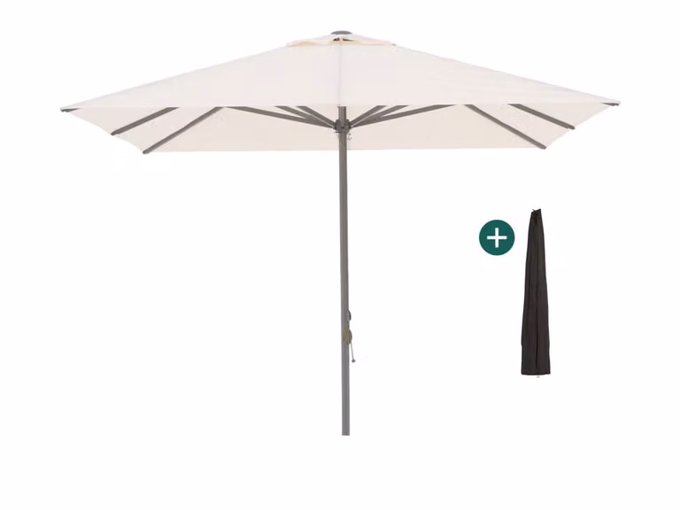 Shadowline Cuba Parasol Beige Vierkant B/D: 350 x 350 cm inclusief hoes