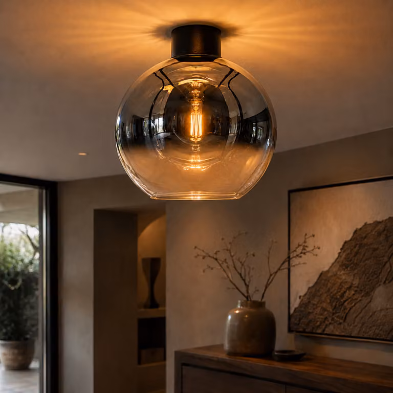 Artdelight Rosario Chrome Plafondlamp met Transparant Glas Ø 40 cm