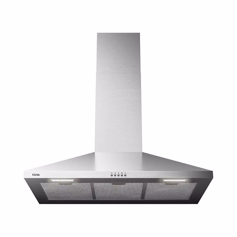 Etna AP491 Schouwkap in grijs met led-display en telescooprails voor wandmontage