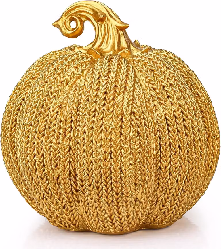 Vemera Pompoen Decoratie Gouden Kleur met Unieke Textuur voor Herfstdecoratie