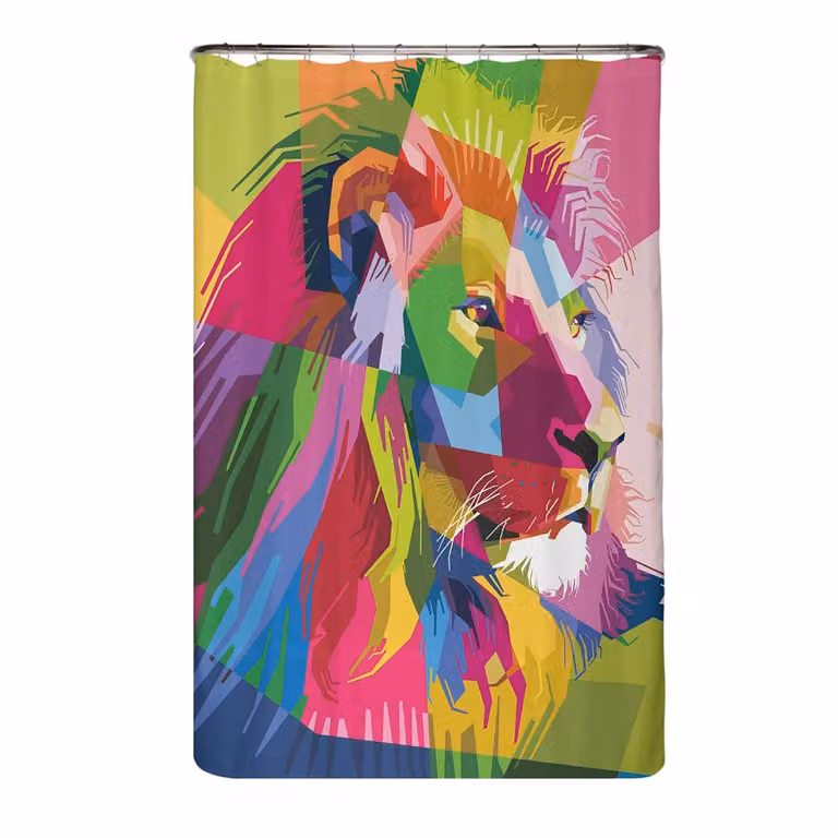 home24 Gerecycleerd douchegordijn Leeuw microvezel multicolour B: 120 cm, H: 200 cm