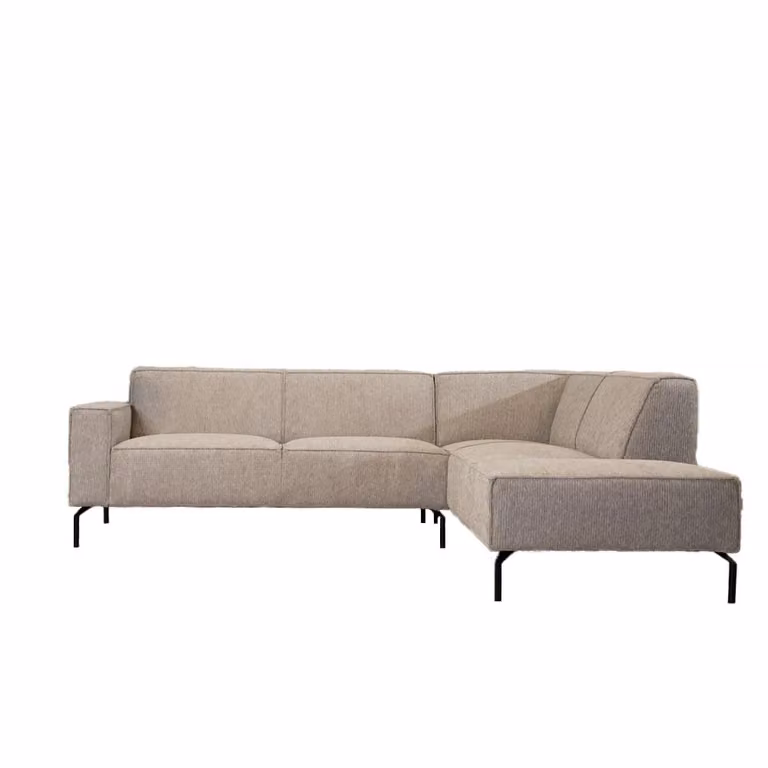 Bronx71 Hoekbank Kansas beige ribstof rechts