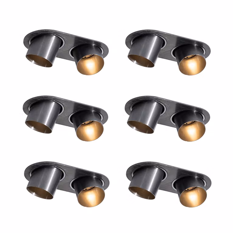 Qazqa Set van 6 ronde inbouwspots GU10, grijs, verstelbaar