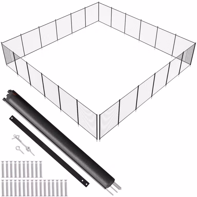 VEVOR Zwembadhek voor Ingrond Zwembaden, Zwart, B/D/H: 21,95 x 1,21 x 1,21 m