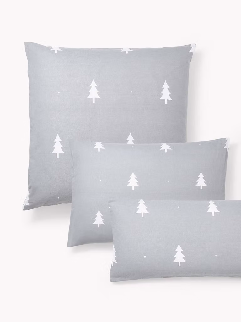 Westwing Collection Flanellen kussenhoes X-mas Tree met kerstmotief, 40 x 80 cm