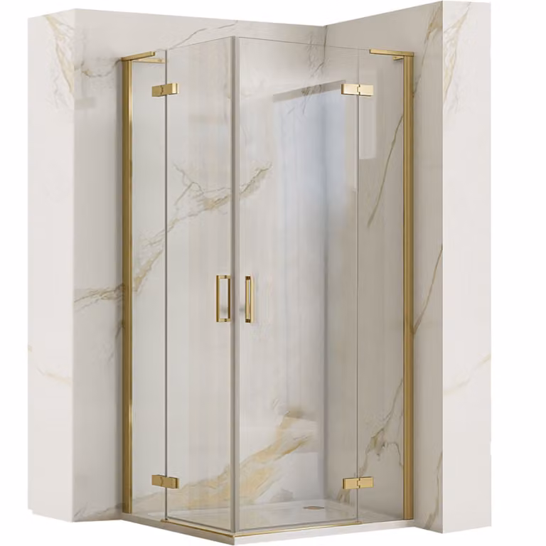 Rea douchecabine Hugo, 80 x 90 cm, geborsteld goud
