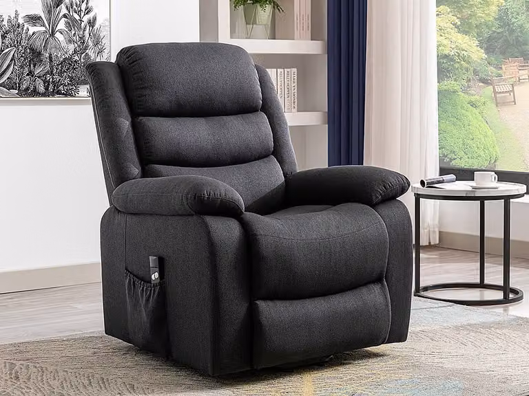 Elektrische relaxfauteuil NADINE - Antraciet - Stof