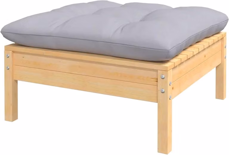 Grijs Modulaire Voetenbank Tuin Poef voor Terras en Balkon B/D/H: 63,5 x 63,5 x 28,5 cm