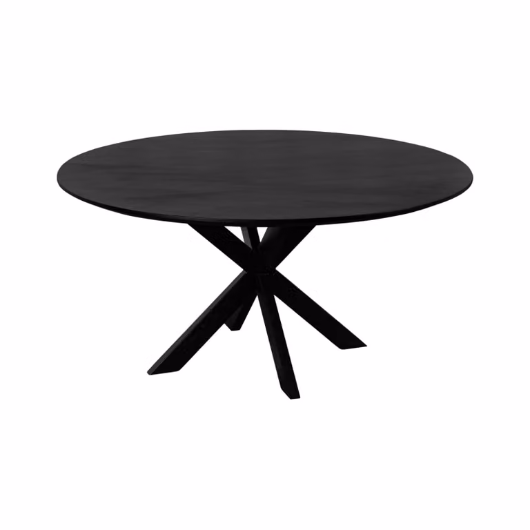 QUVIO Eettafel Sofia Rond - Mangohout - Zwart - ø150 cm