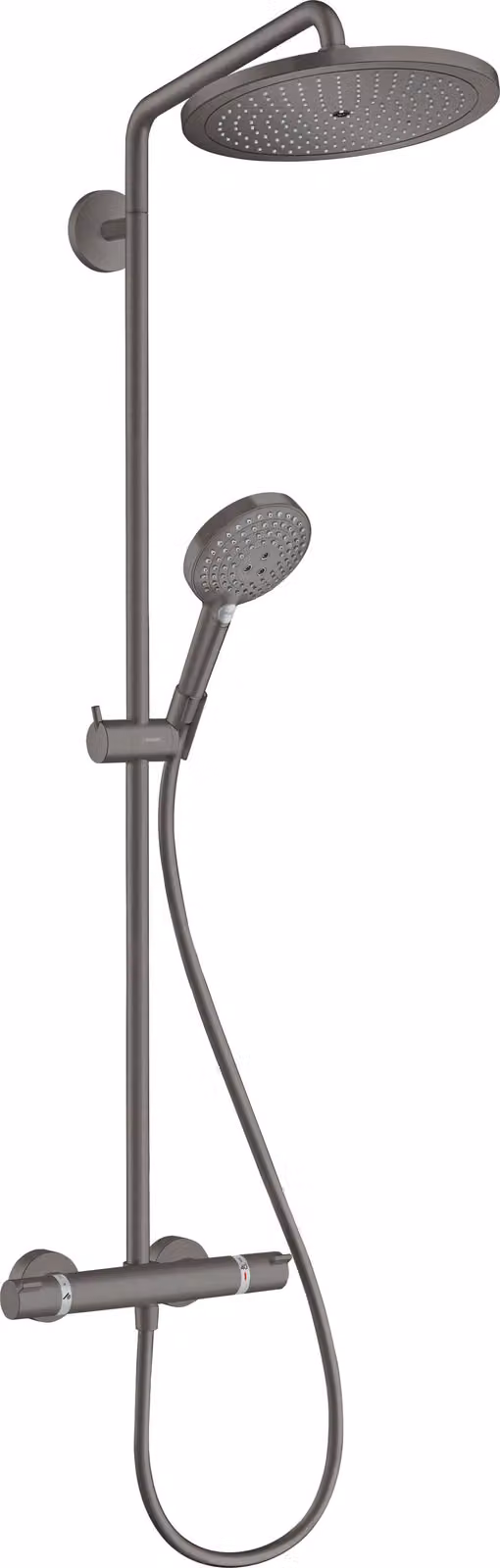 Hansgrohe Croma Select S280 EcoSmart doucheset met thermostaatkraan en Raindance handdouche, geborsteld zwart