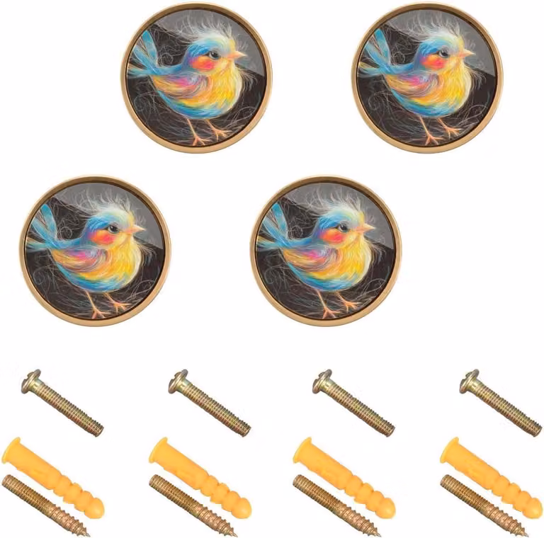 Set van 4 unieke kunstschilderij kastknoppen en ladehandgrepen - 32 mm