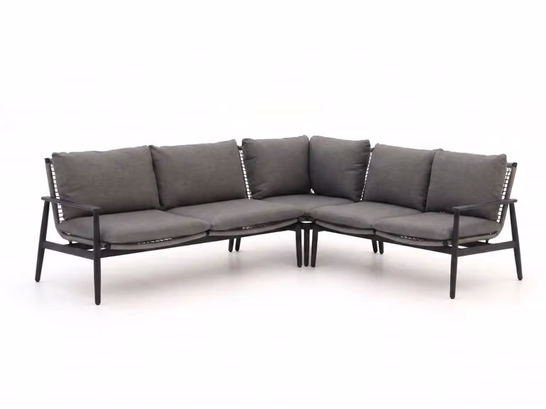 Bellagio Hoek loungeset voor 5 personen, Grijs, Modern L-vormig met gepoedercoat stalen frame en kussens