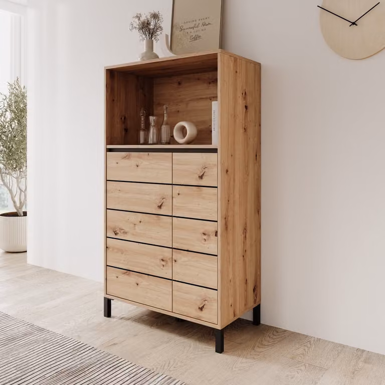 Meubella Montellini Dressoir Eikenpatroon H x B x D: 135 x 74 x 40 cm