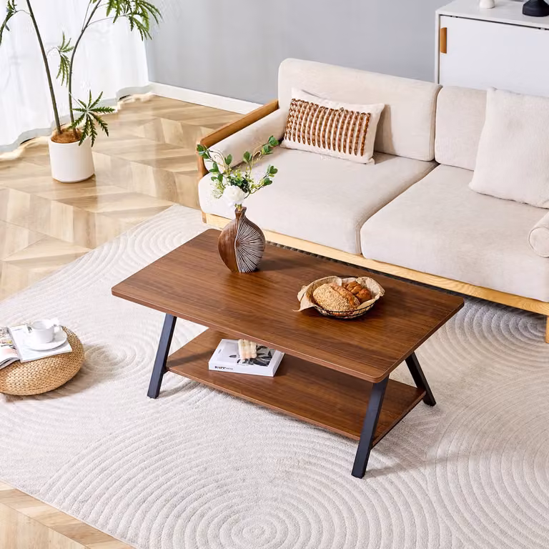 HAUSS SPOLE Salontafel Industrieel met Opbergplank in Walnoot - B/D/H: 110 x 57 x 44,5 cm