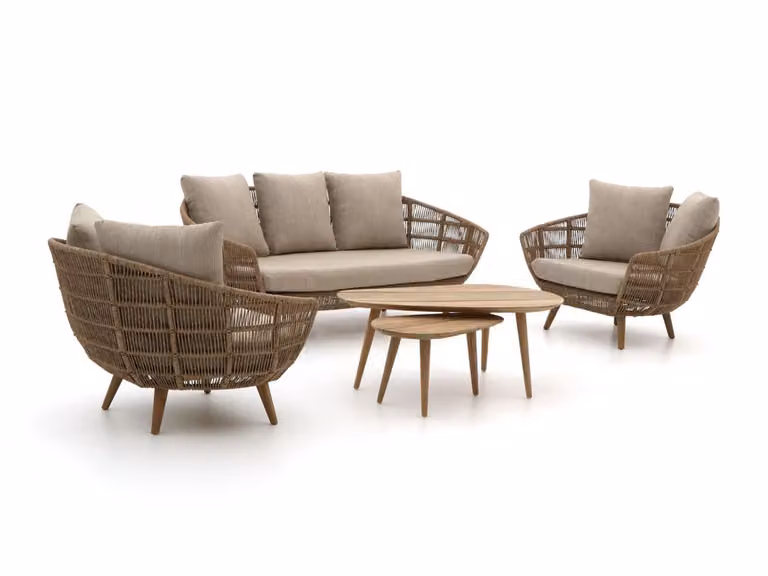 Intenso Furniture Loungeset voor 5 personen in Old Teak met kussens
