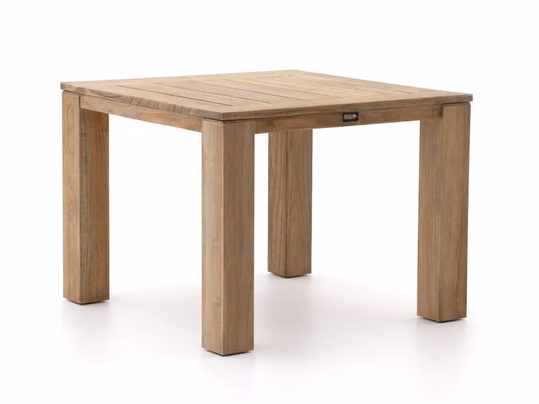 ROUGH Furniture Vierkante Tuineettafel van Teakhout in Bruin of Grijs, 100 x 100 cm