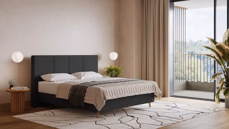 BRUNO Supreme boxspring zwart/antraciet B: 180 cm, D: 200 cm met luxe 27 cm Pulse-Latex-matras