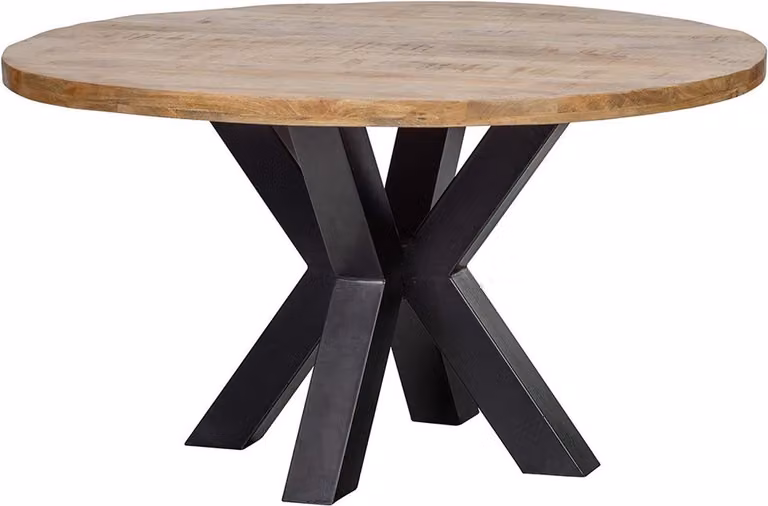 Mahom Madison Ronde Mangohouten Eettafel - Industrieel - Diameter: 130 cm