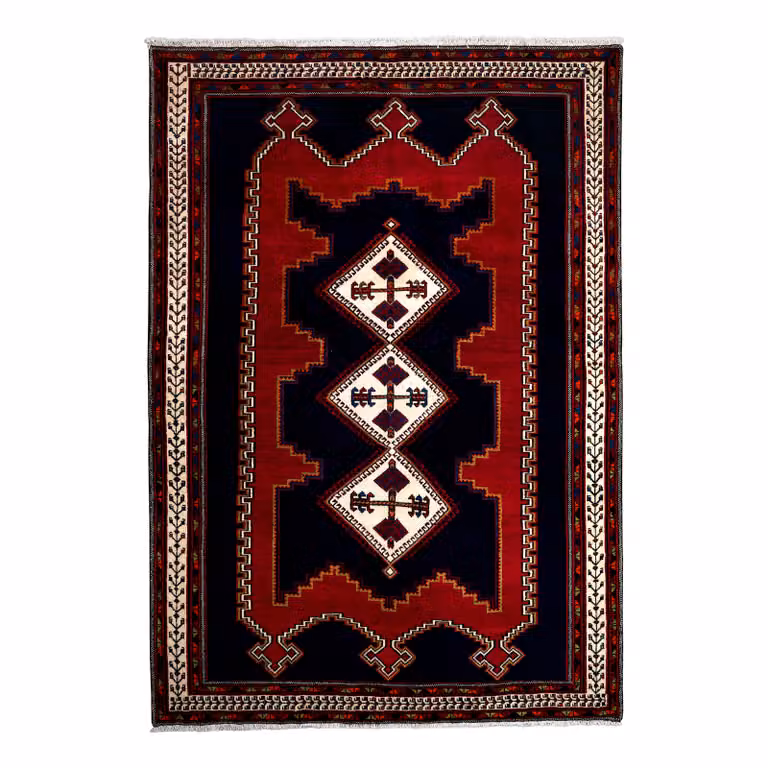 home24 Laagpolig vloerkleed Afshar rood wol B/D/H: 159 x 233 x 1 cm