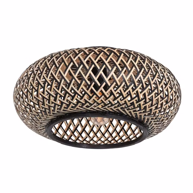 Steinhauer Maze Plafondlamp - Zwart/Beige - Bamboe - Ø 42 cm