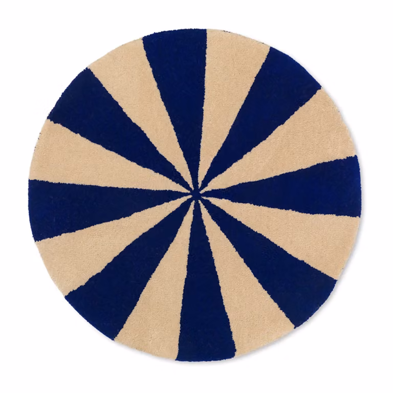 Ferm Living Arch handgetuft rond tapijt Bright blue-Off white Ø70 cm
