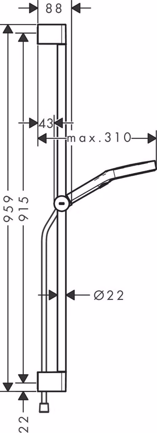 Hansgrohe Doucheset Rainfinity 130 Unica S met Puro 90cm en push-toets, Chroom