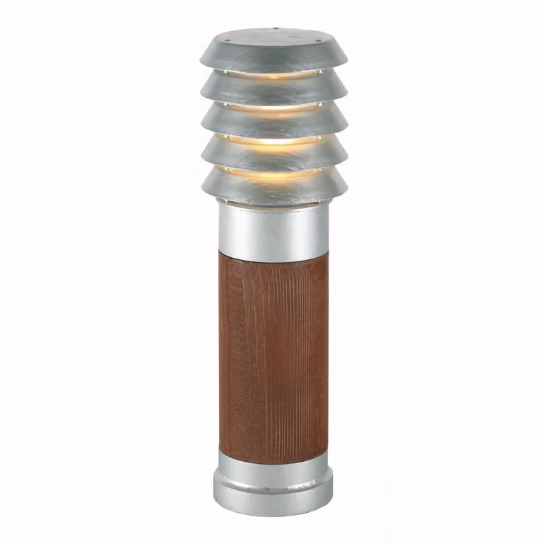 Franssen Selhalm Zinken Terraslamp met Hout, Zilver, Hoogte: 49 cm