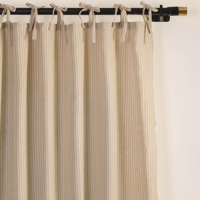 Gestreepte gaas gordijnen voor de woonkamer, Boho linnen lichtfilterend, Transparant, B/D/H: 132 x 160 cm