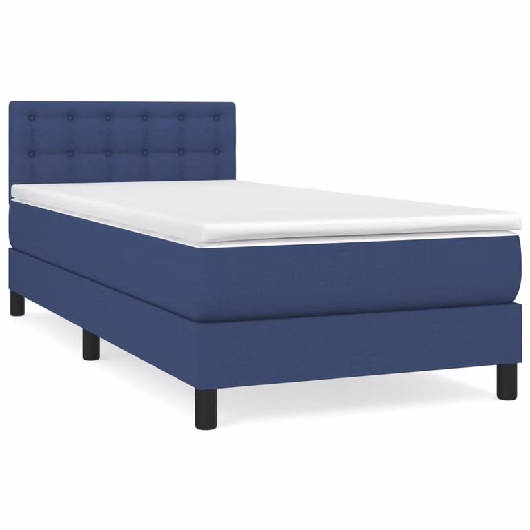 vidaXL Boxspringbed met matras, blauw, 90 x 200 cm, pocketvering
