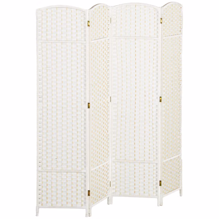 HOMCOM 4-delige opvouwbare roomdivider privacy scherm in wit