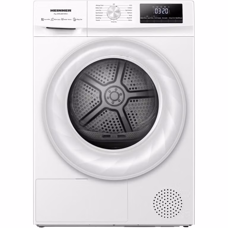 Heinner HHPD-HMY70FD++ Warmtepompdroger, 7 kg, 15 Programma’s, Digitaal Display, Wit