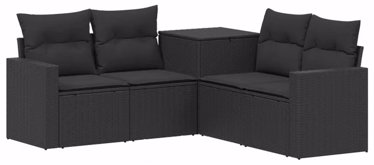 vidaXL Set van 5 moderne tuinmeubels van polyrotan en staal, zwart
