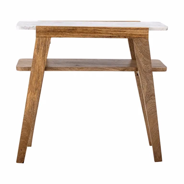 Bloomingville Livi bijzettafel Marmer en Mangohout Naturel B: 61 cm, D: 57 cm