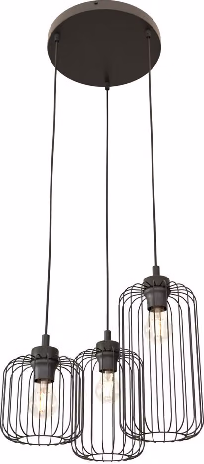Emibig Vander Industriële Hanglamp, Zwart, Rond, Metaal, Dimbaar en Verstelbaar, 3x E27