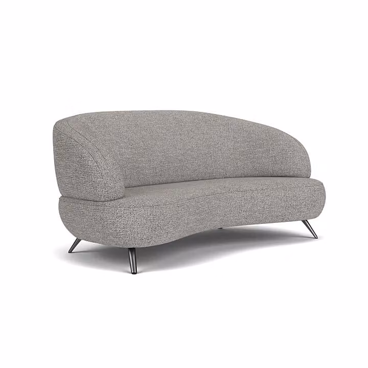 Prominent 2,5-Zitsbank Miami - Zwart/Grijs - Stof - Designbank met Houten Frame