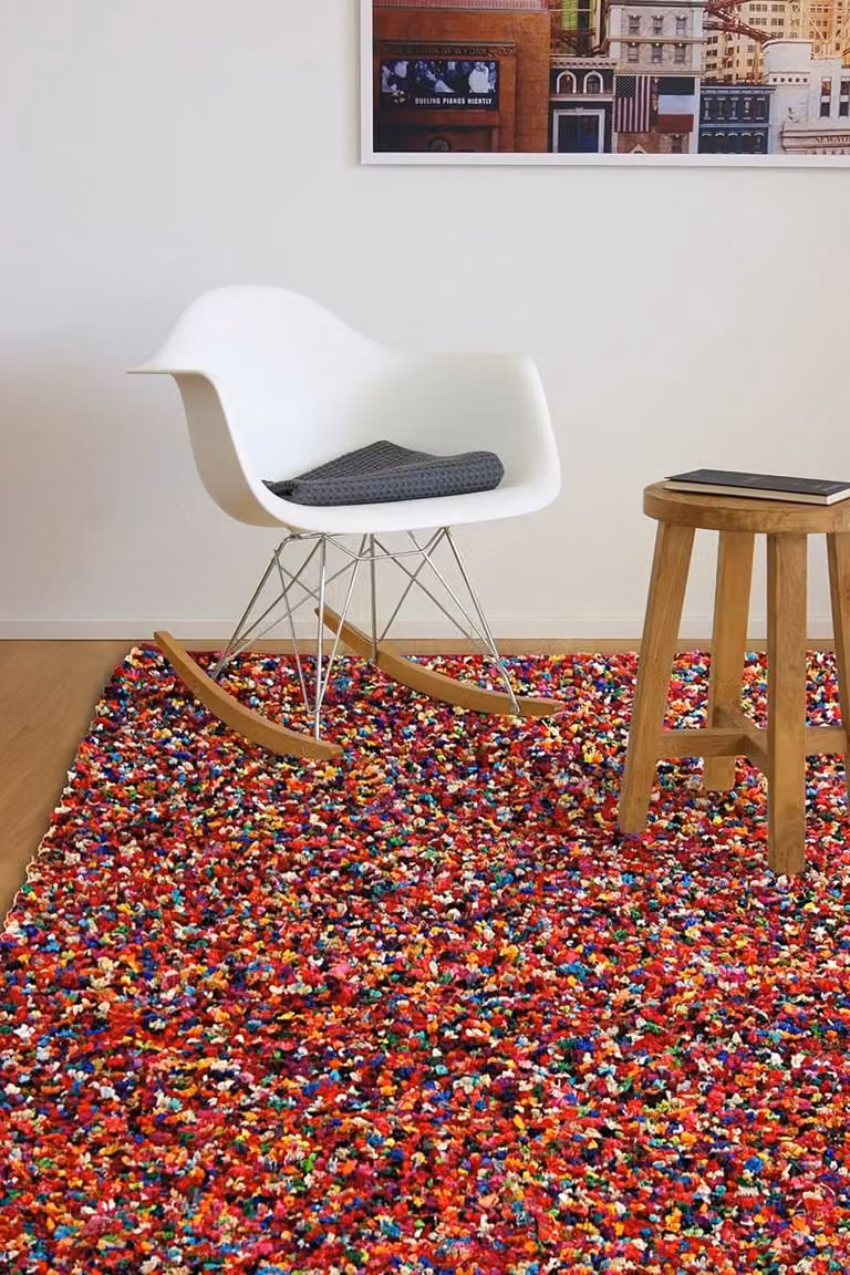 Floor Factory Modern Tapijt Confetti, kleurrijk handgeweven vloerkleed van 100% gerecycled sari-katoen, 160 x 230 cm