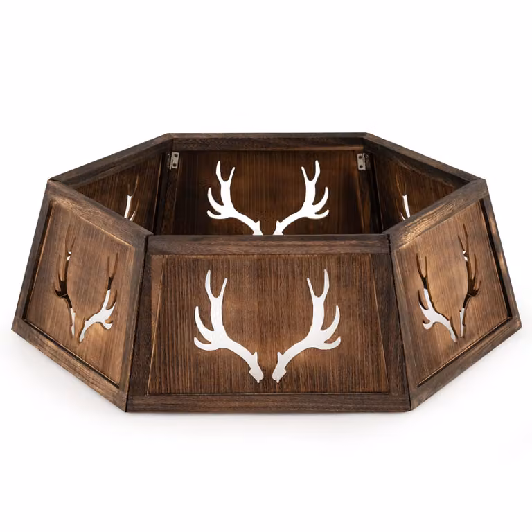 Rustieke kerstboomrok van natuurlijk hout, B/D: 66,5 x 66,5 cm