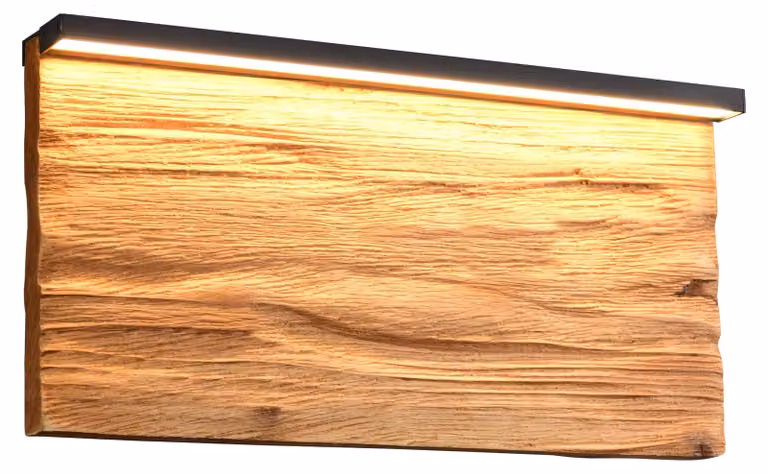 Trio Kalea Design LED-wandlamp in zwart en bruin met hout, dimbaar