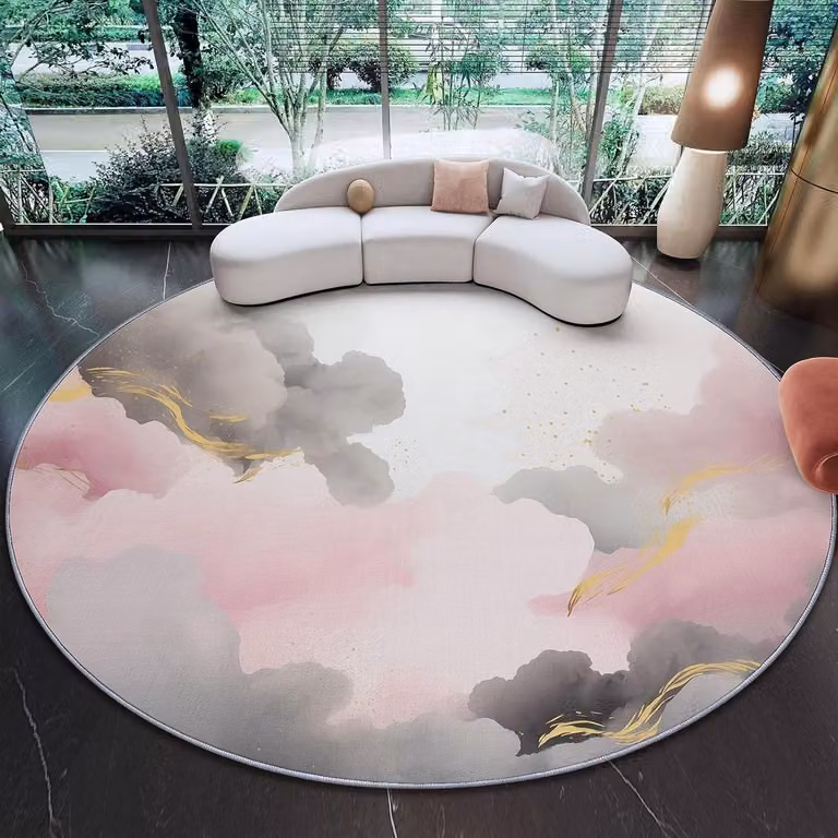 Rond vloerkleed met kleurrijk abstract design en antislip onderkant - Diameter: 180 cm