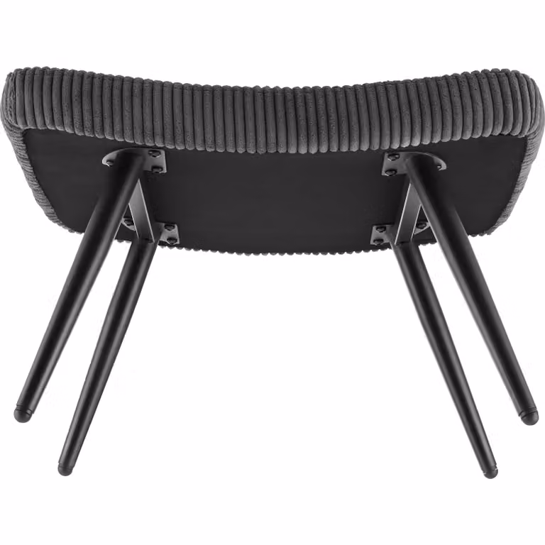 Hygge fauteuil met hocker, ergonomische lounge stoel, antraciet/zwart