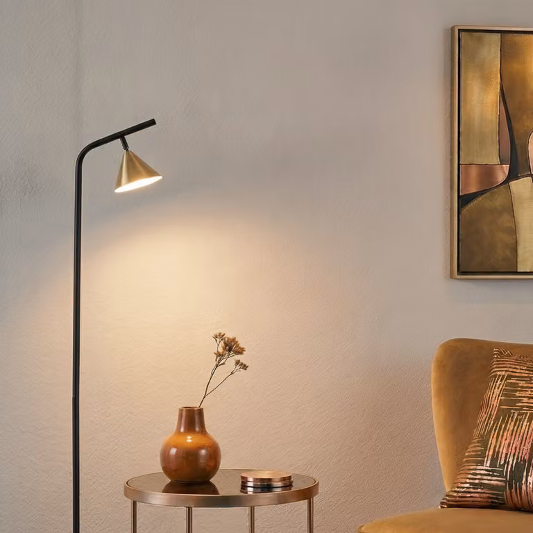 Lyora Vloerlamp Conico zwart en goud/messing