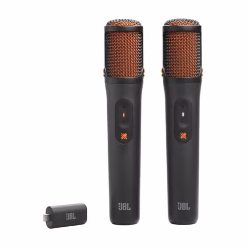 JBL EasySing Mics, 2 Draadloze AI-Karaokemicrofoons, Zwart