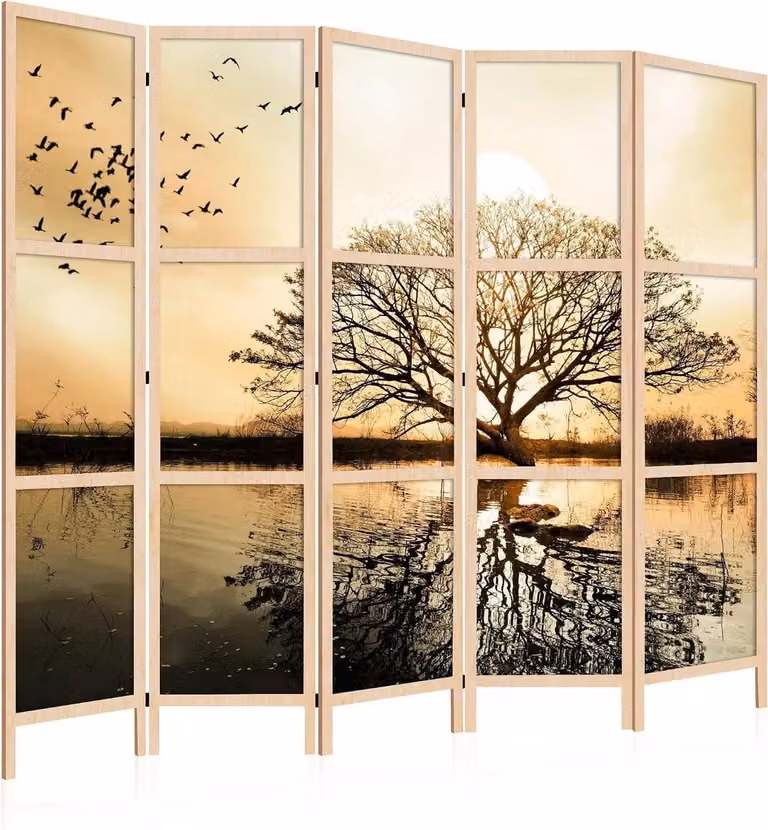 Japans Paravent Natuur - Eenzijdig Bedrukte Ruimteverdeler voor Binnen - H 172 cm x B 225 cm
