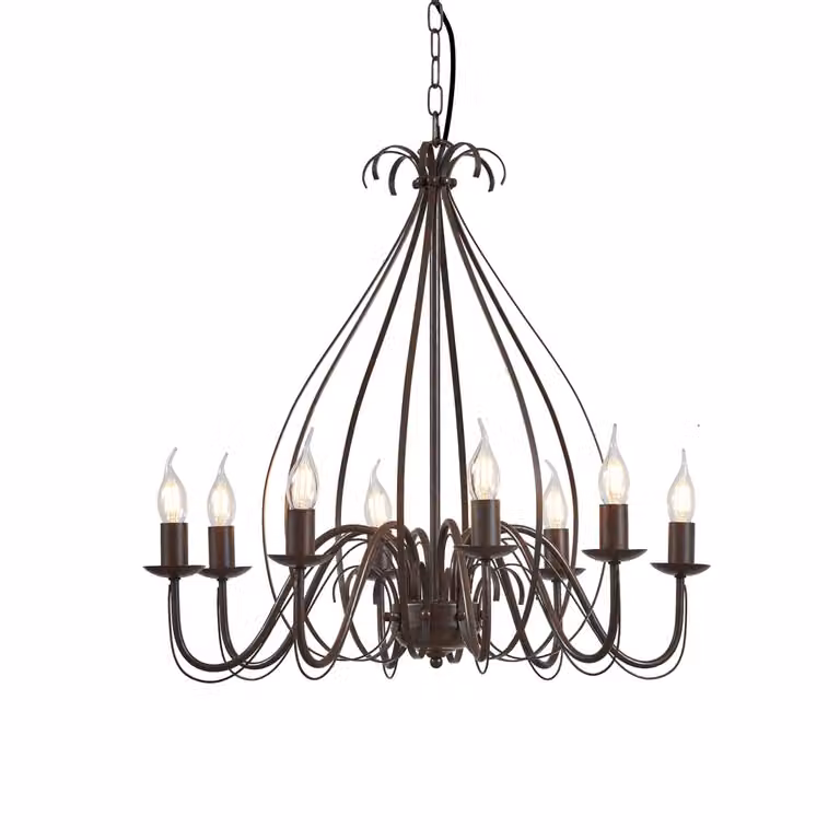 QAZQA Giuseppe Italiaanse kroonluchter - 8-lichts - Bruin - Ø 60 cm